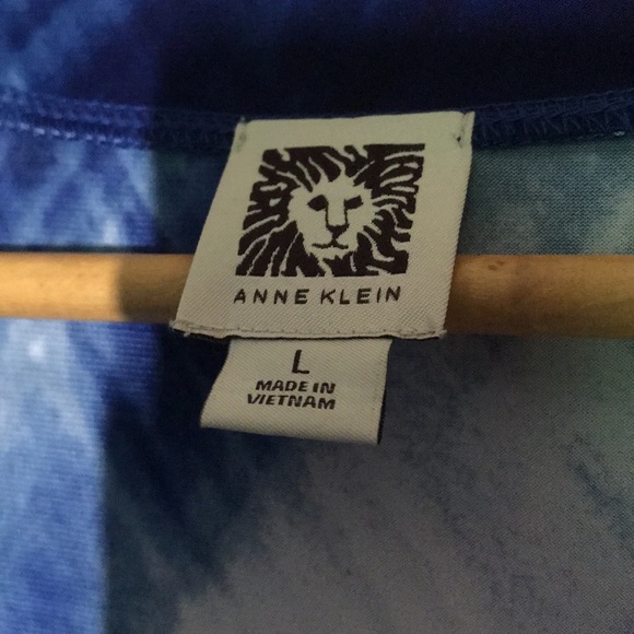 Anne Klein Blue Button Up Cardigan Blouse White Accents Size Large NWOT - Picture 3 of 7